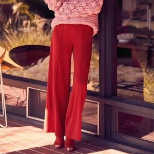Red Wide Leg Trouser Pants